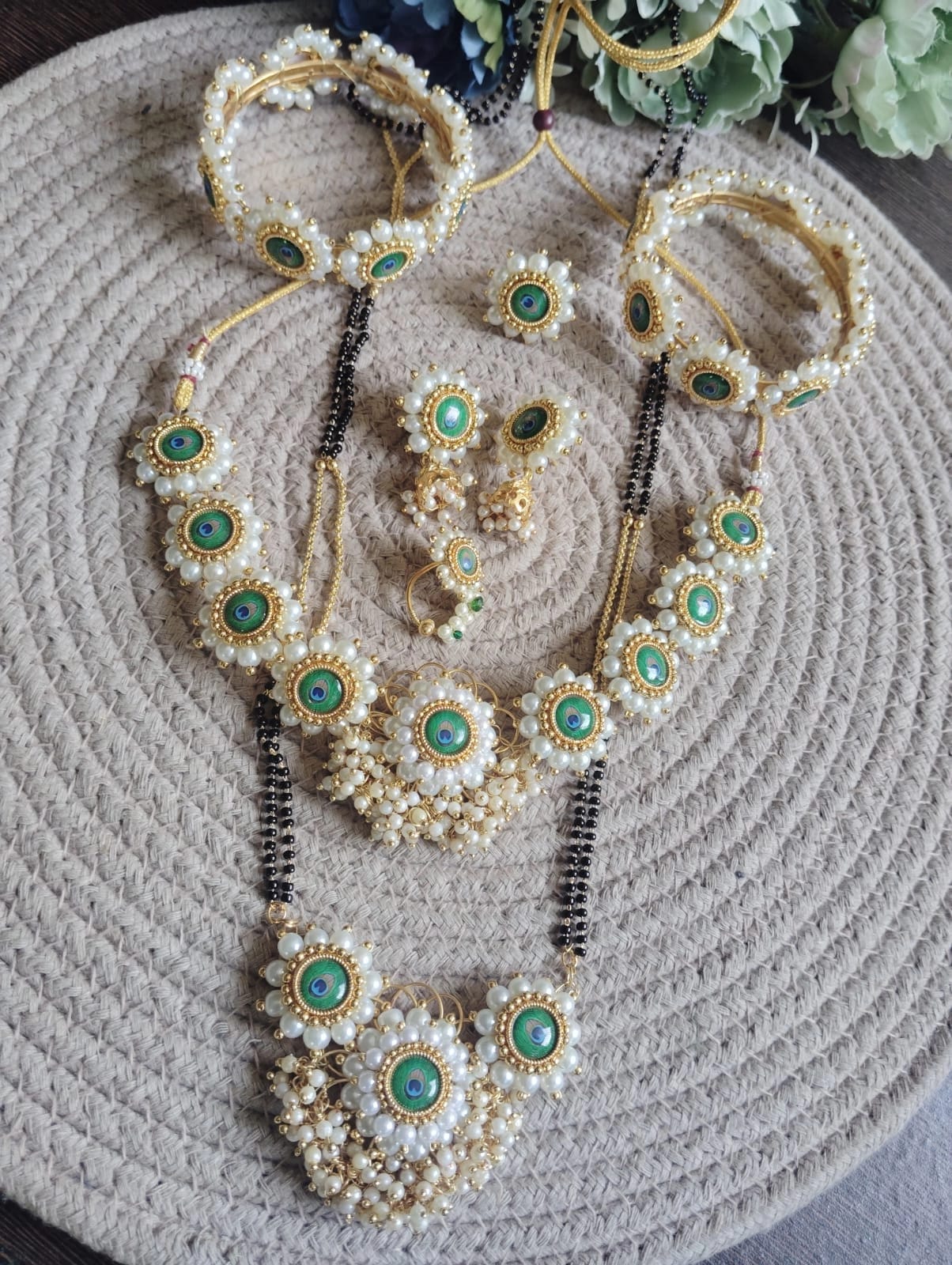 Mor Pankh Saaj – Handcrafted Peacock Motif Pearl Ensemble