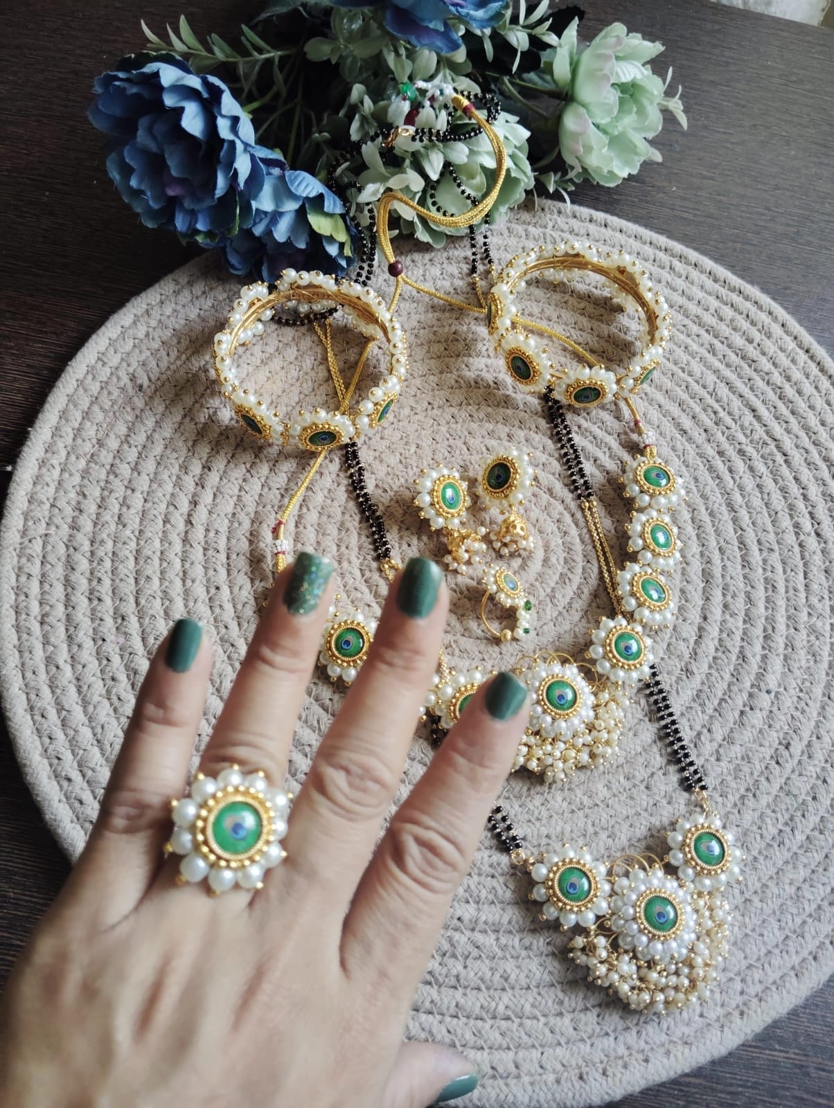 Mor Pankh Saaj – Handcrafted Peacock Motif Pearl Ensemble