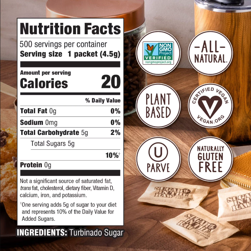 Sugar In The Raw Turbinado Cane Sugar Packets