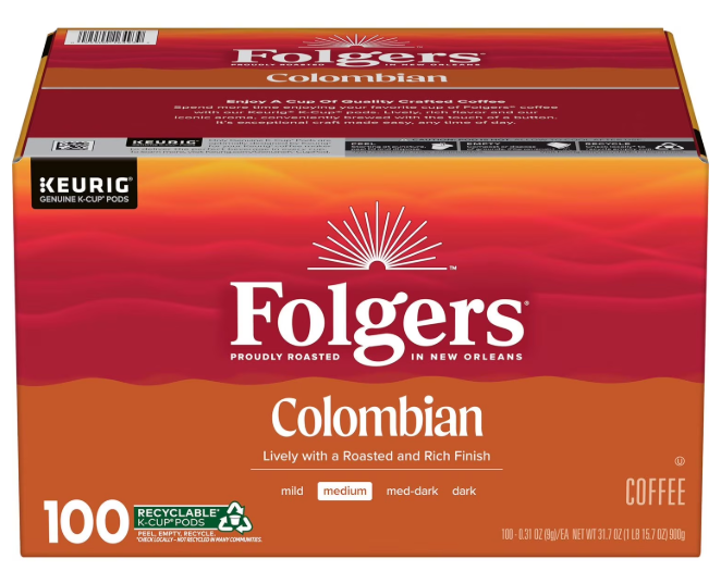 100 Count Folgers Coffee Pods