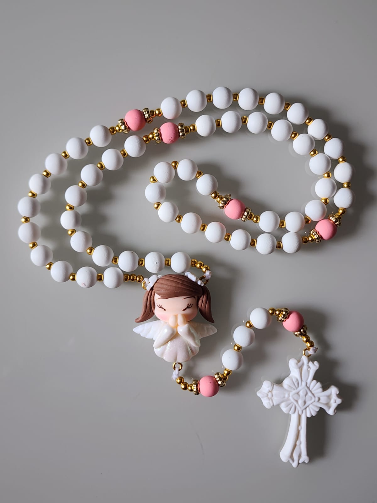 Terço biscuit Anjinha