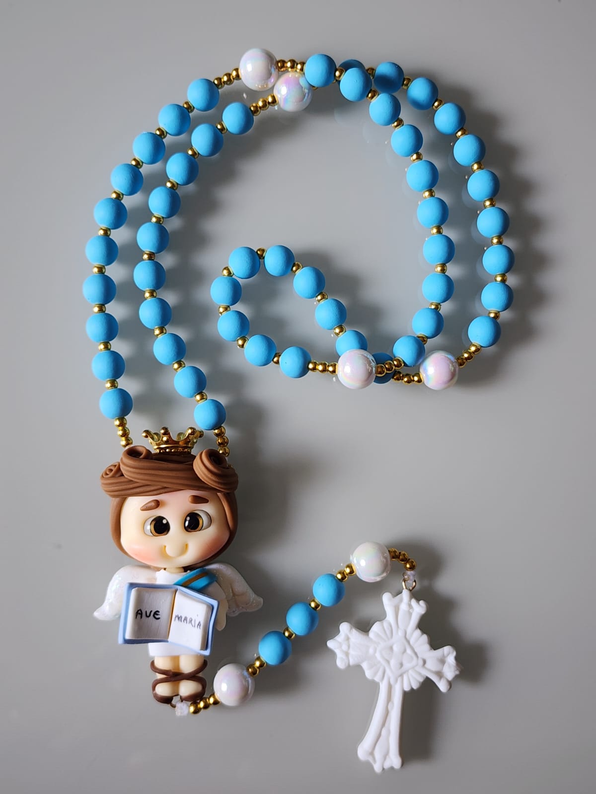 Terço biscuit São Gabriel Arcanjo