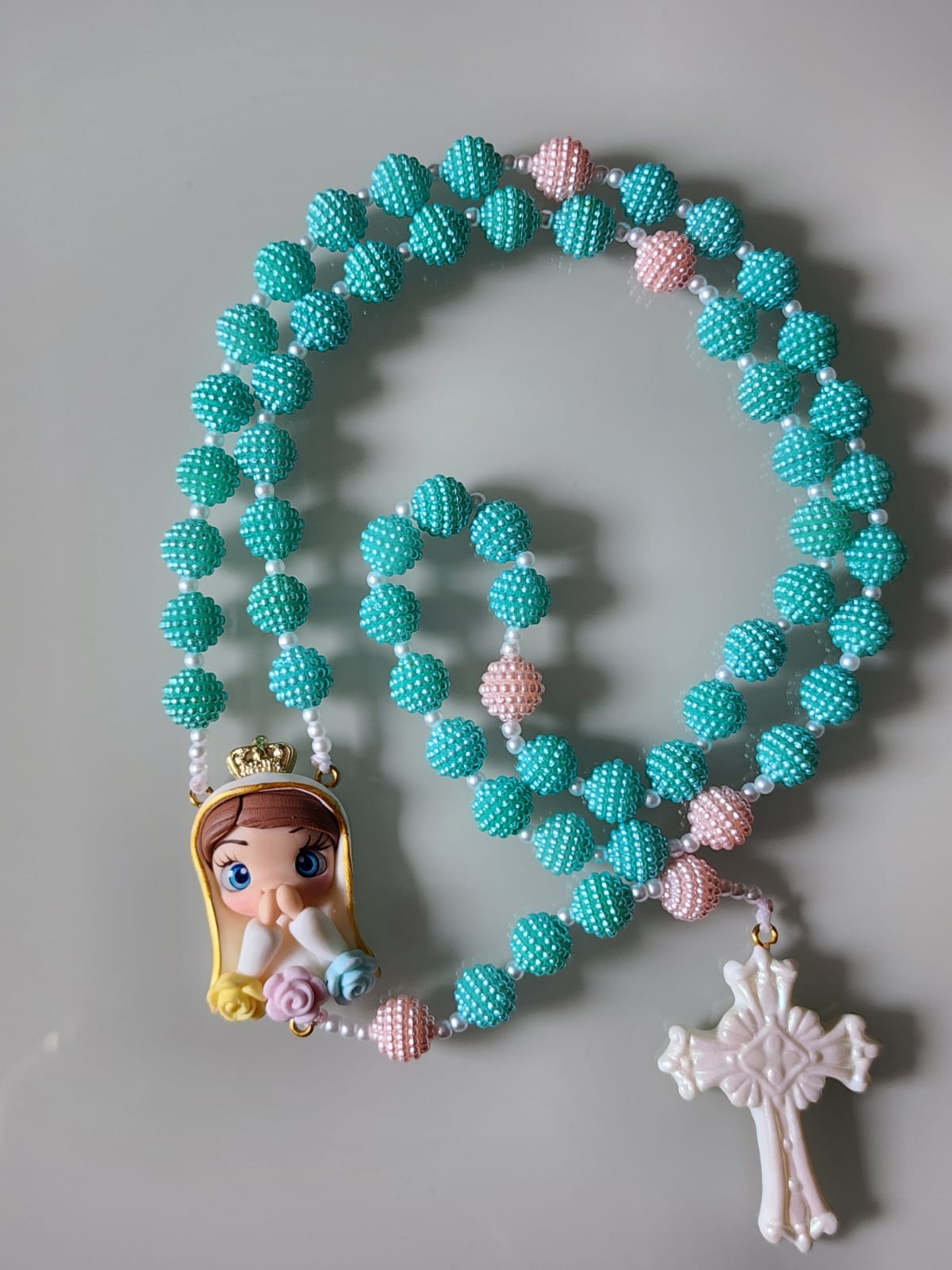 Terço biscuit Nossa Senhora de Fátima