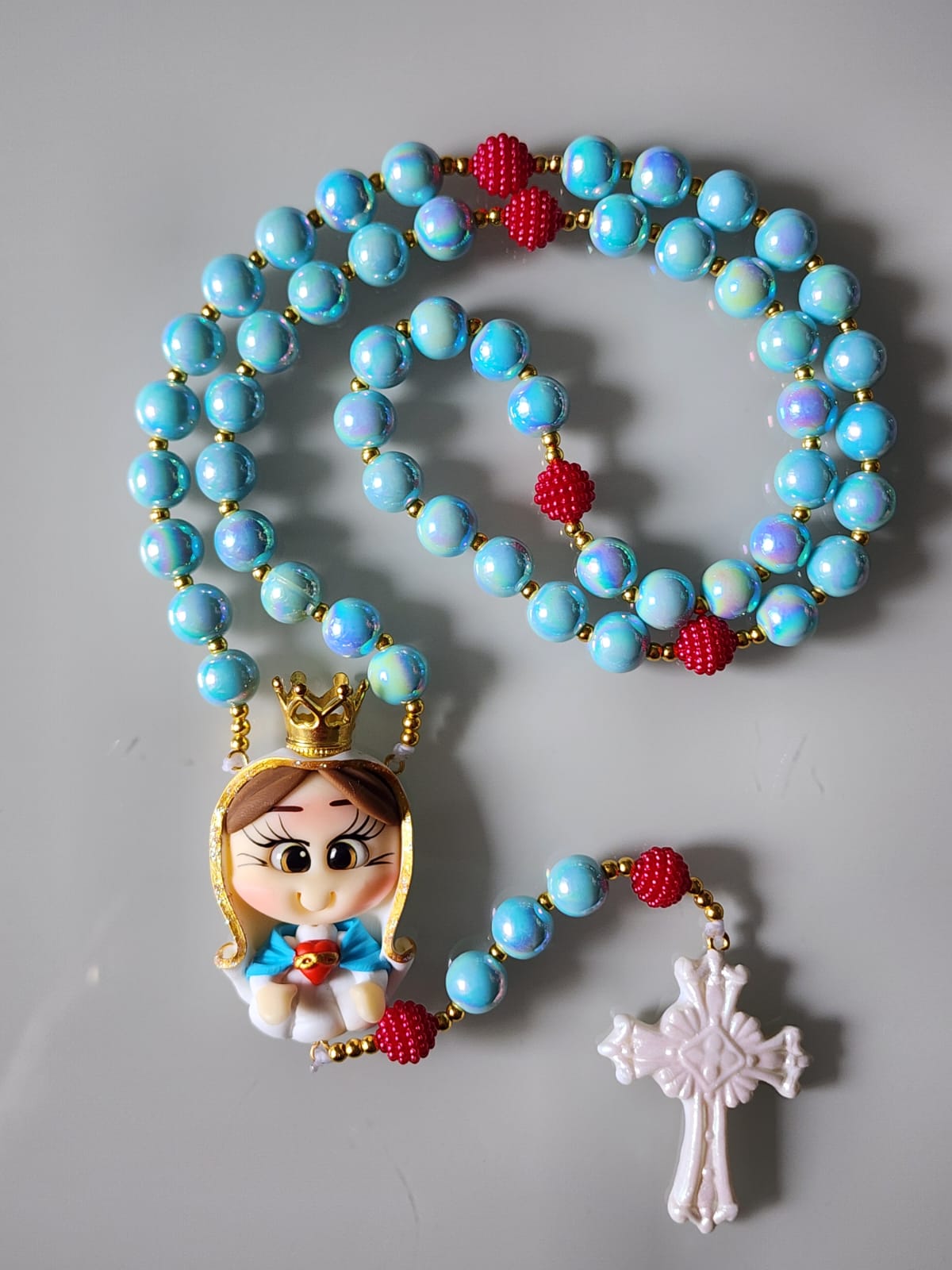 Terço biscuit Sagrado coração de Maria 