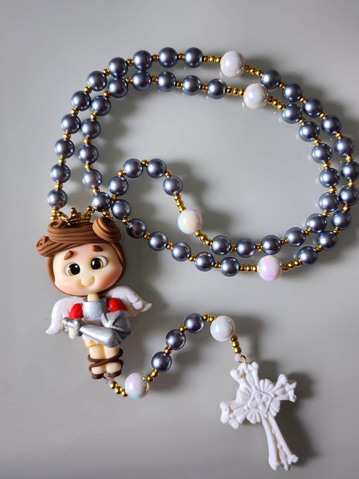 Terço biscuit São Miguel Arcanjo