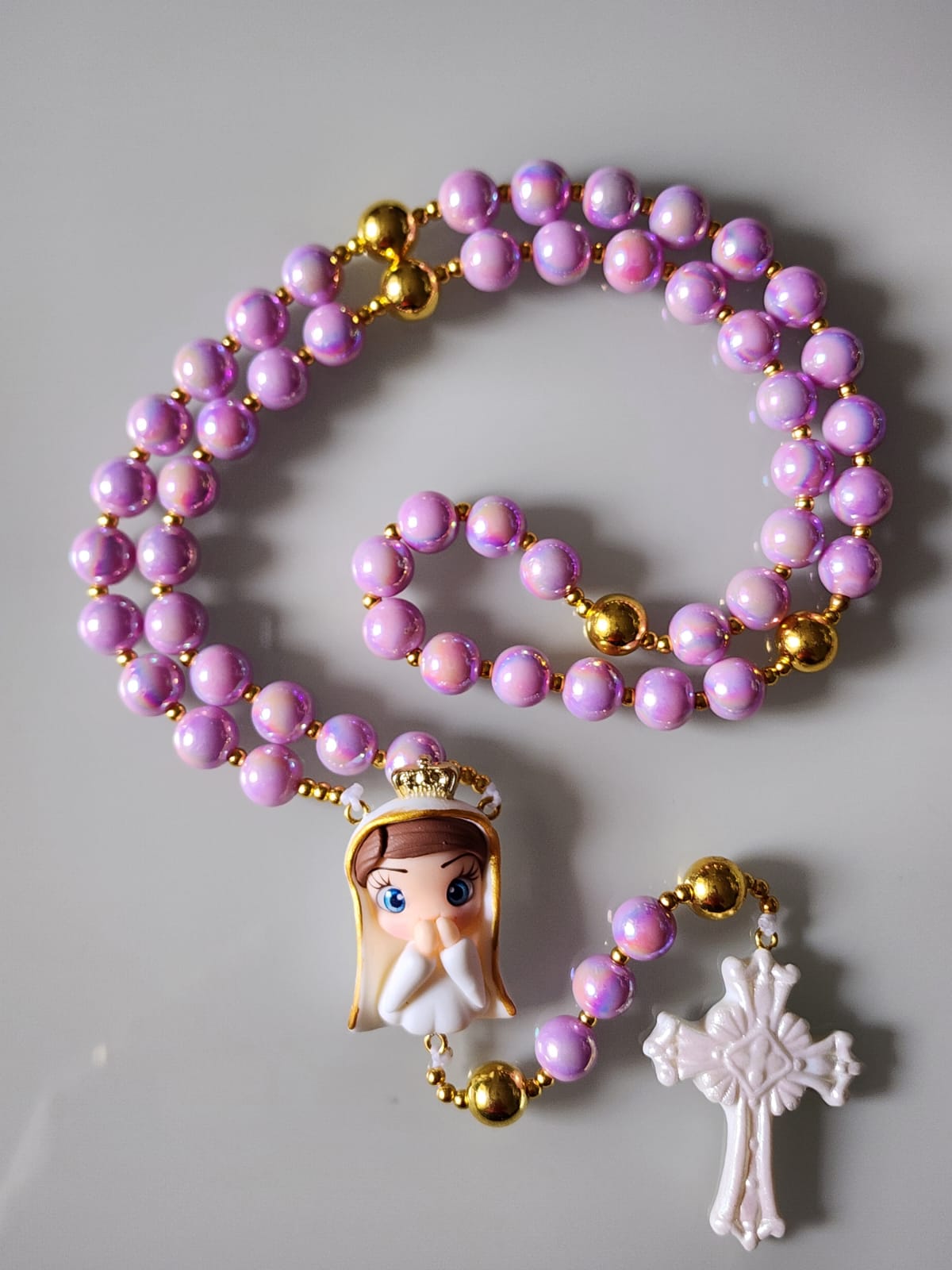 Terço biscuit Nossa Senhora de Fátima