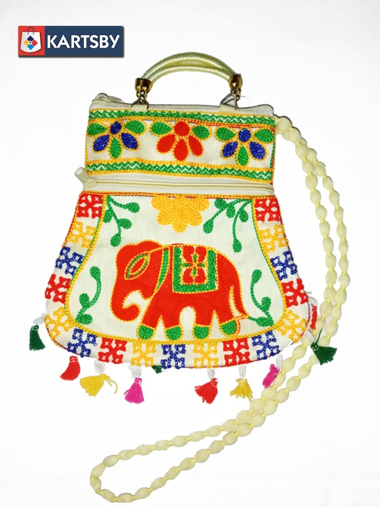 Embroidered Elephant Sling Bag