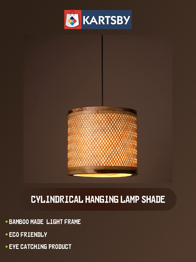 Cylindrical Bamboo Hanging Lamp Shade
