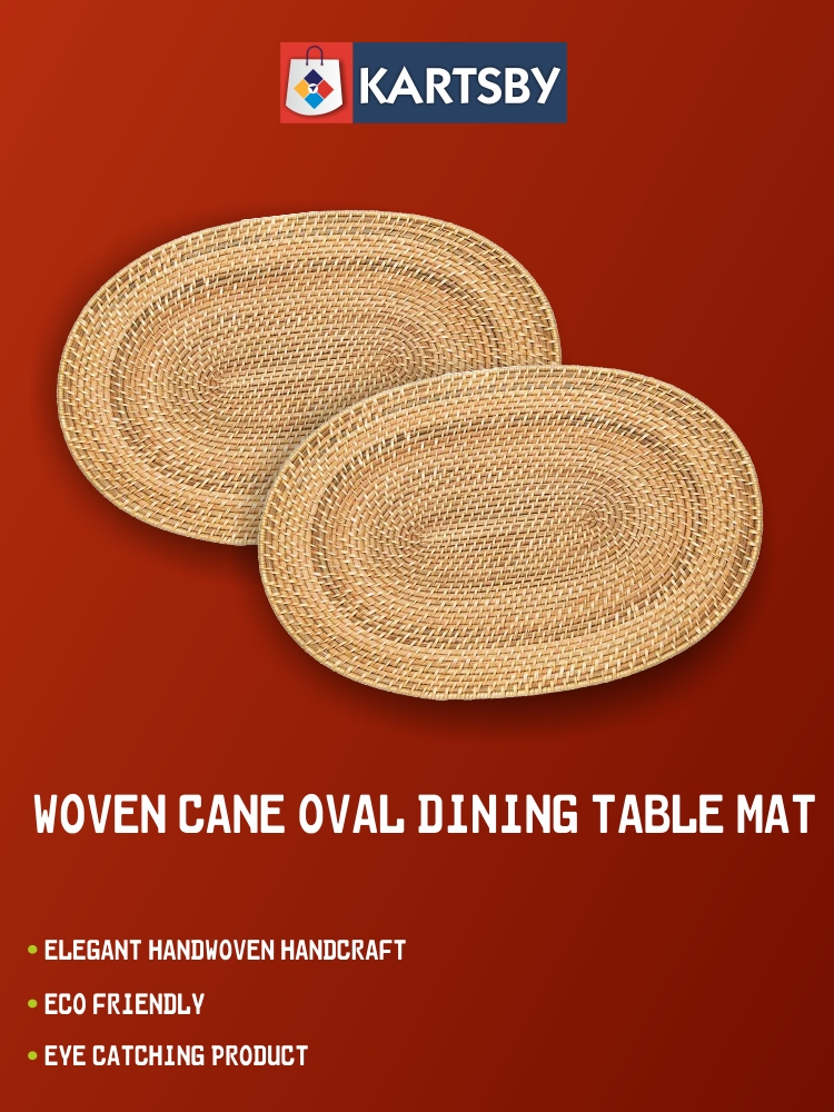 Woven Cane Oval Dining Table Mat