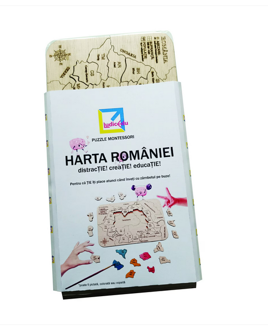Puzzle Montessori, Harta Romaniei 2 in 1