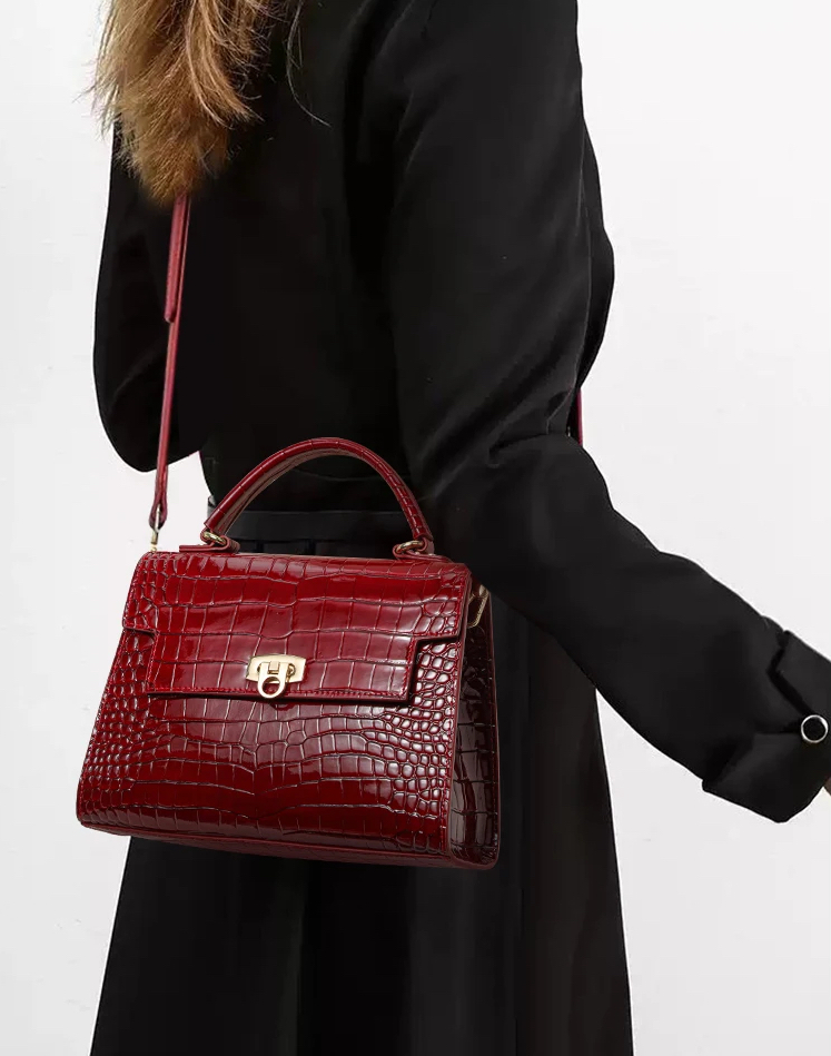 Ruby Crocodile Handbag