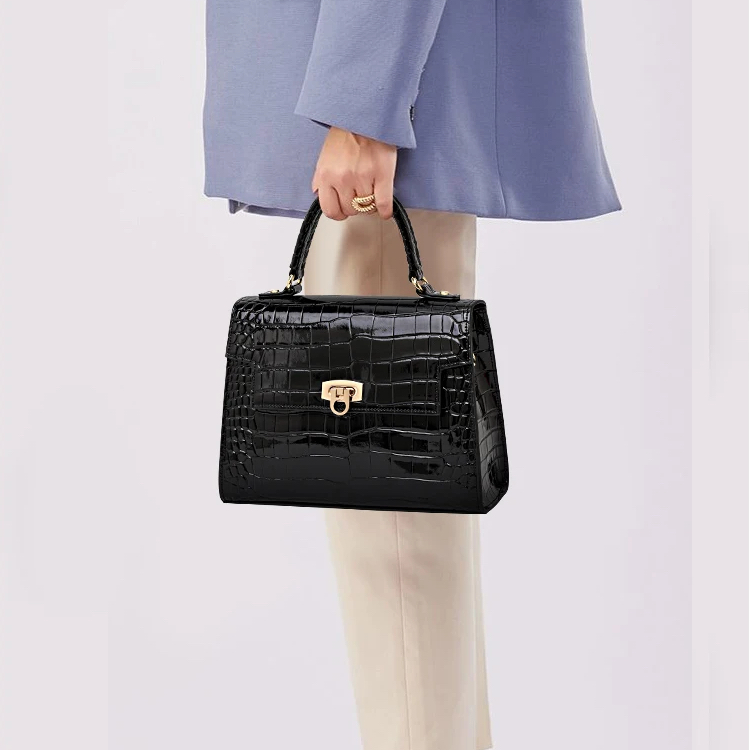 Onyx Crocodile Handbag