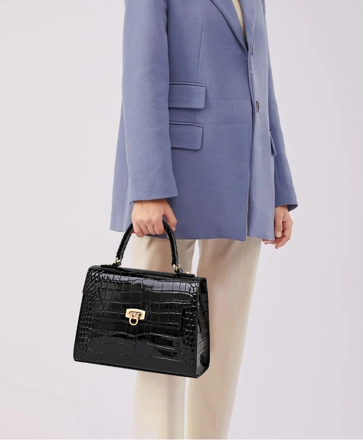 Onyx Crocodile Handbag