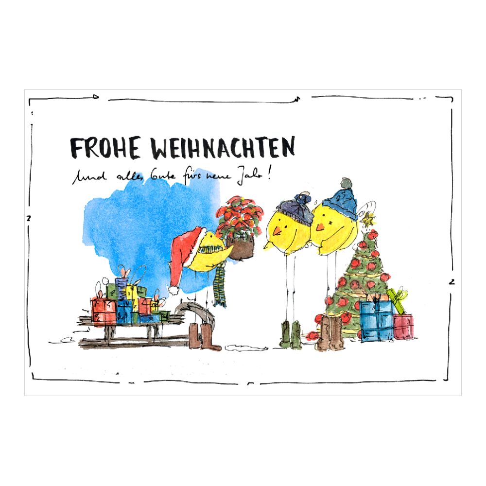 Weihnachtskarte mit fröhlichem Motiv