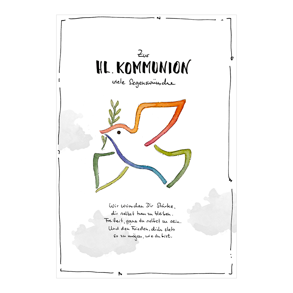 Kommunionskarte mit Friedenstaube