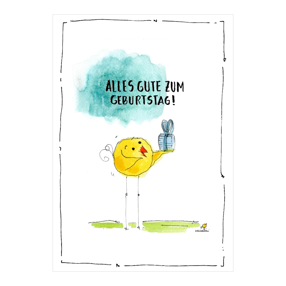 Geburtstagskarte mit Vogelmotiv