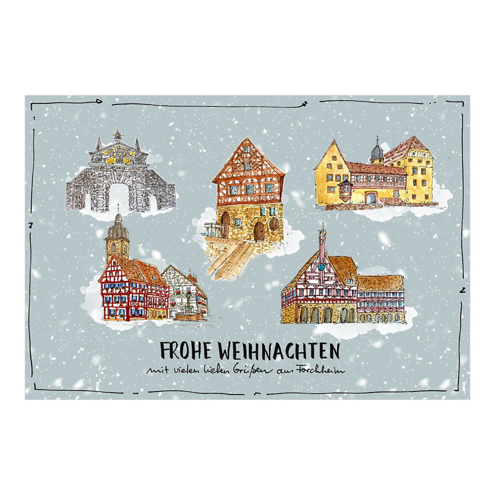 Weihnachtskarte mit Forchheimer Wahrzeichen
