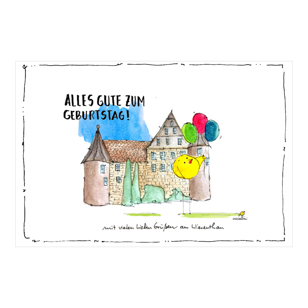Geburtstagskarte mit Schlossmotiv