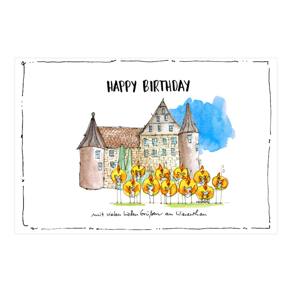 Geburtstagskarte mit Schlossmotiv