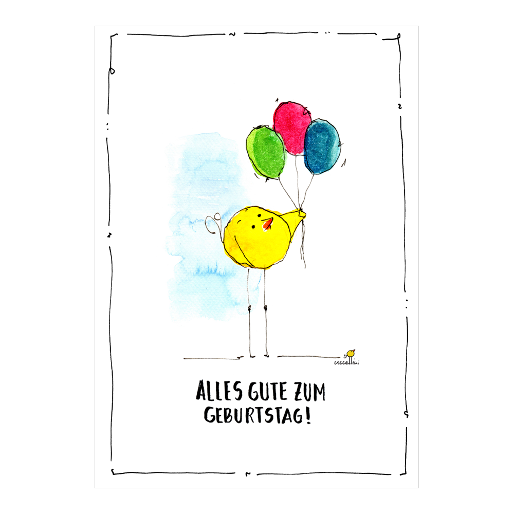 Geburtstagskarte mit Vogelmotiv