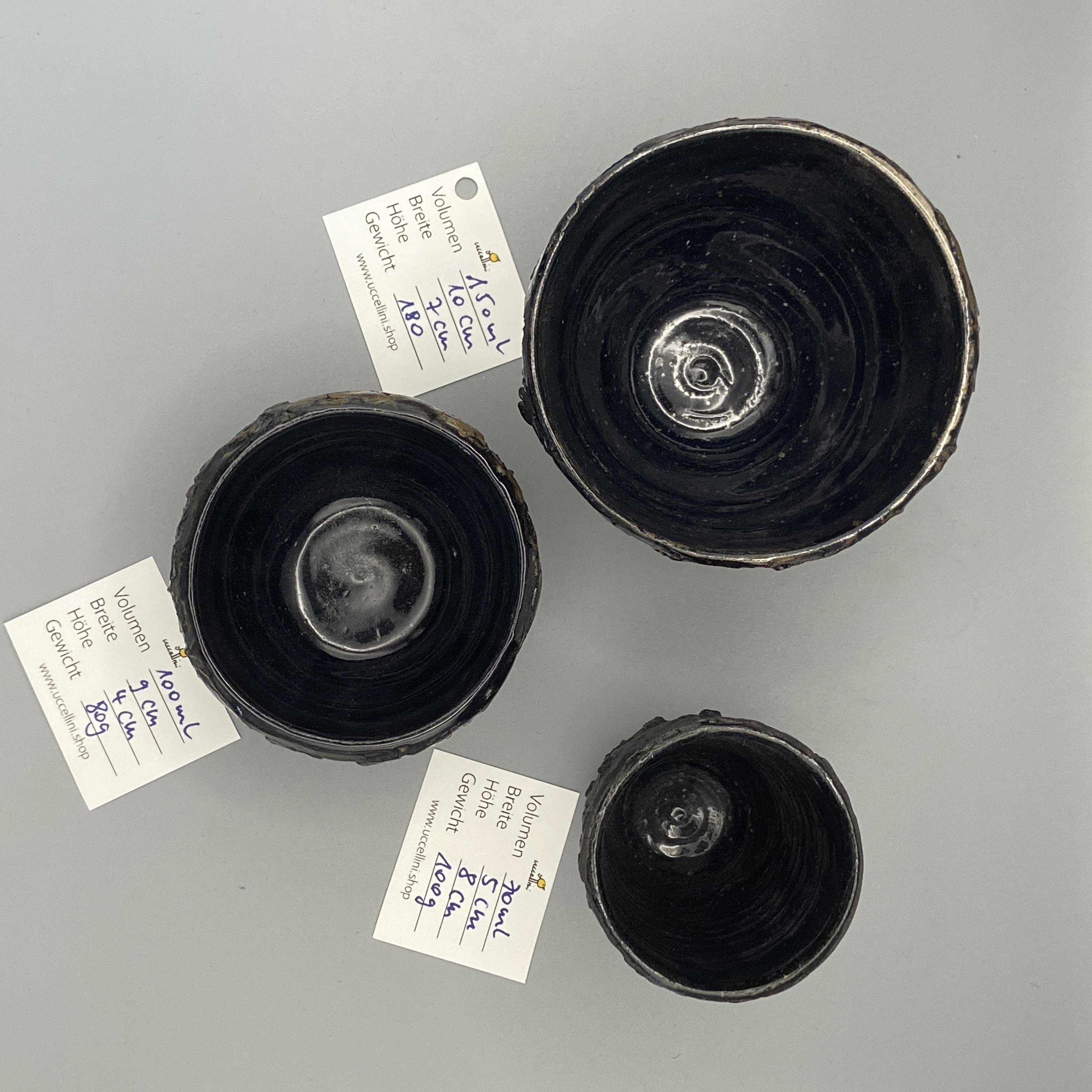 3er Set Schwarze Gefäße
