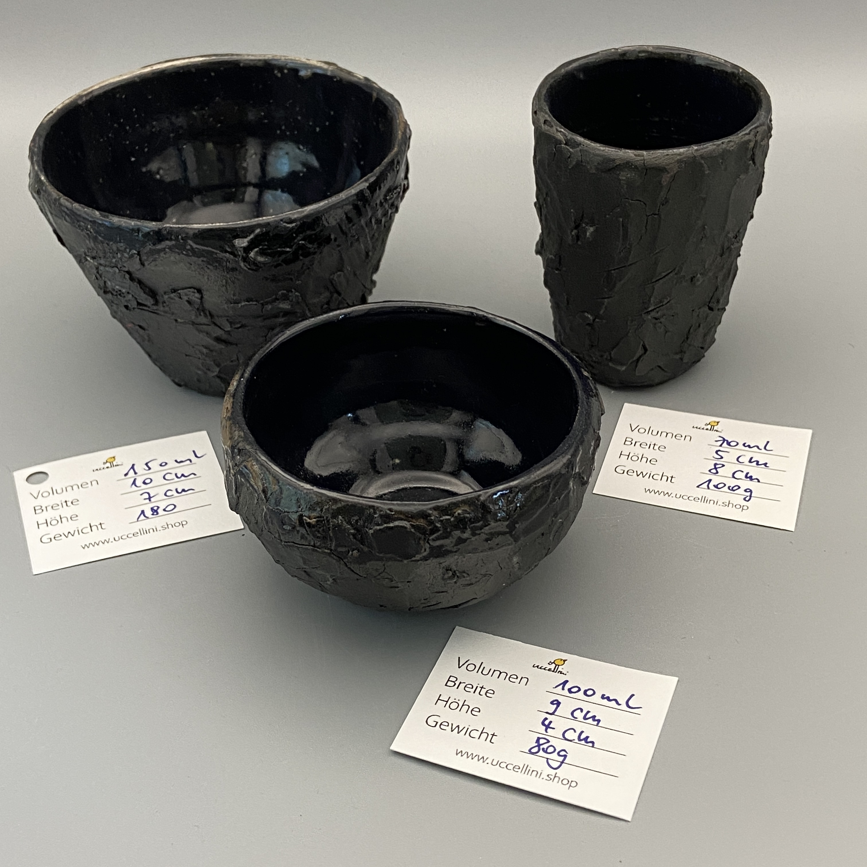 3er Set Schwarze Gefäße