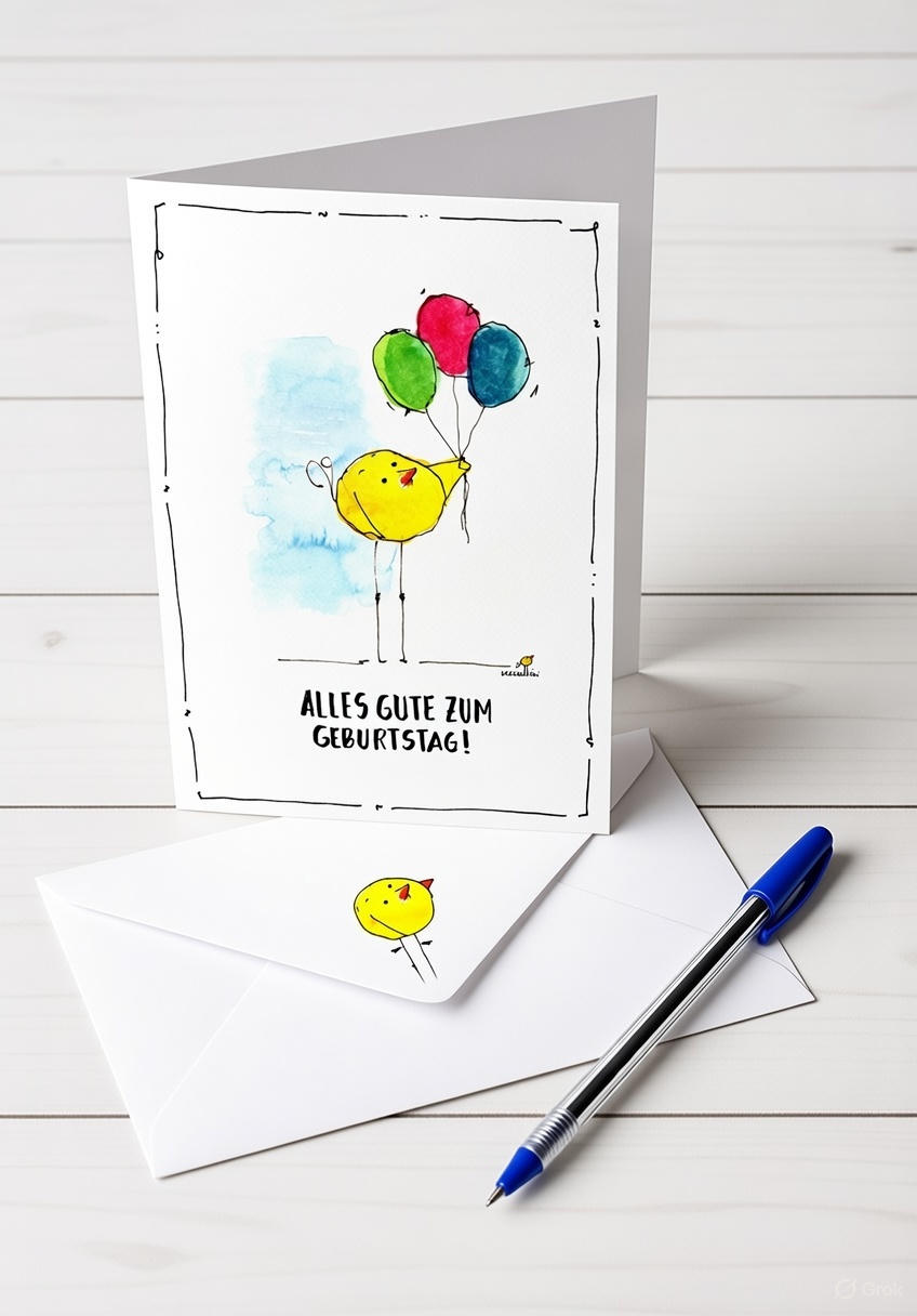 Geburtstagskarte mit uccellini