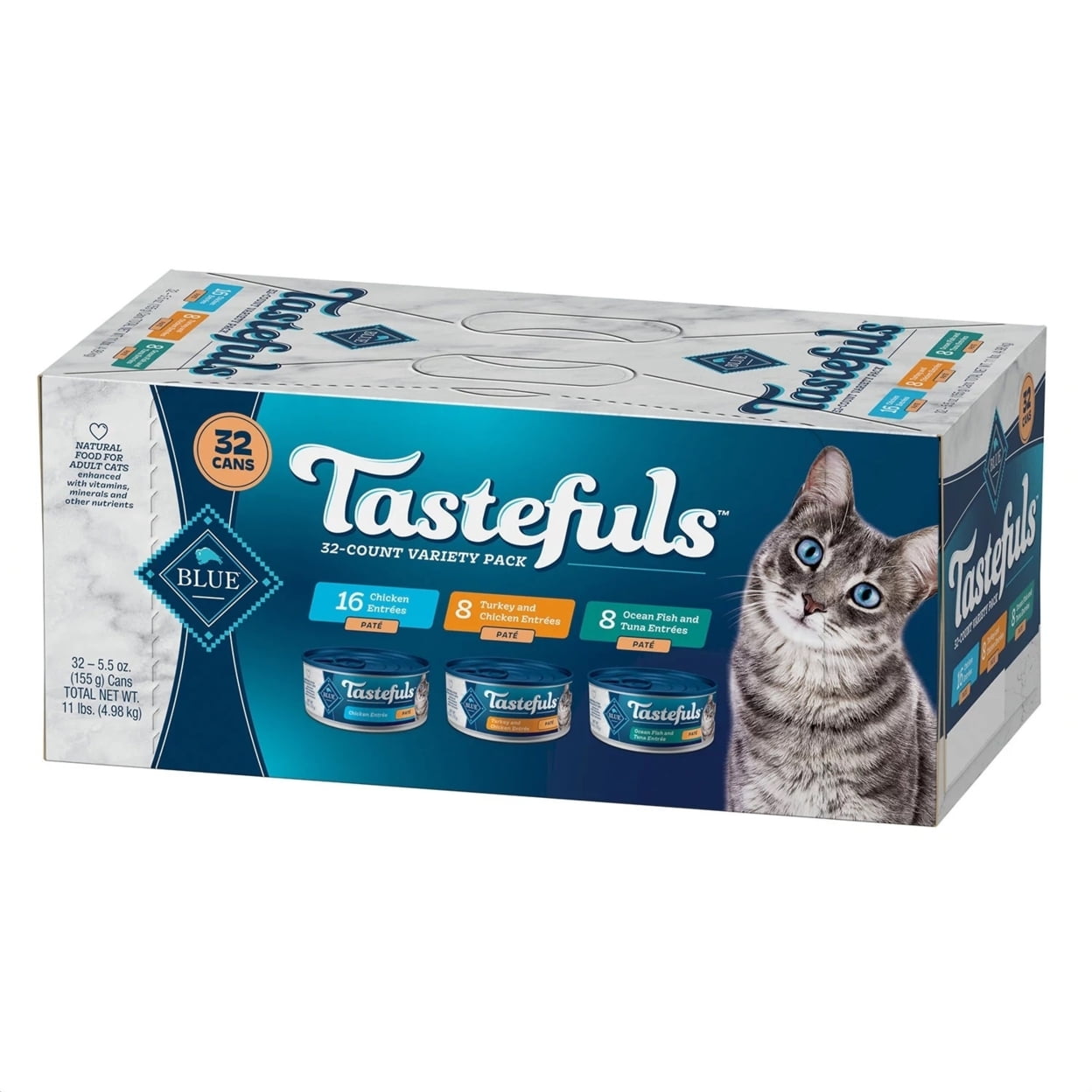Blue Buffalo Tastefuls Pate Wet Cat Food, Variety Pack, 5.5 Ounce (Pack of 32)