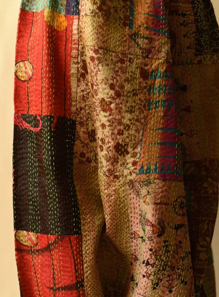 THRYA: Kantha Silk Boho Pant