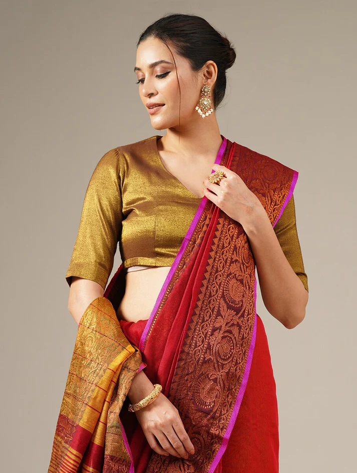 BHUMI: Woven Silk Saree with Zari Border