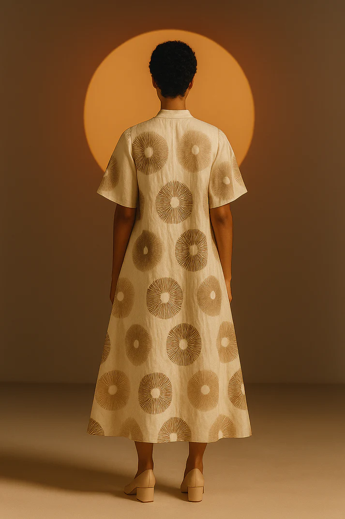 CHELSE: Hand Printed Midi Dress