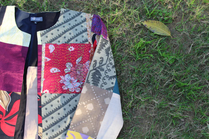 ATTRANGI: Upcycled Woman Printed Patchwork Jacket