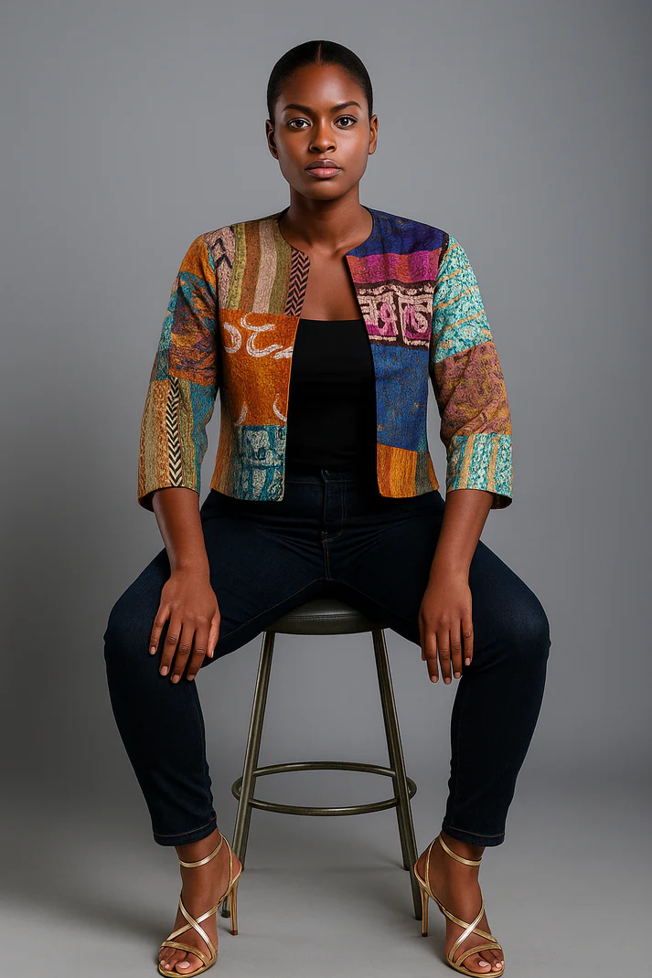 PAIWAND: Kantha Woman Silk Patchwork Jacket