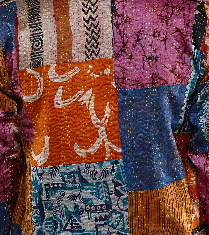 PAIWAND: Kantha Woman Silk Patchwork Jacket