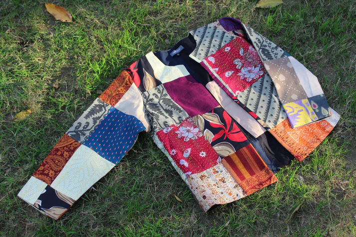 ATTRANGI: Upcycled Woman Printed Patchwork Jacket
