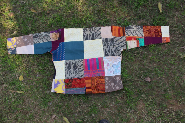 ATTRANGI: Upcycled Woman Printed Patchwork Jacket