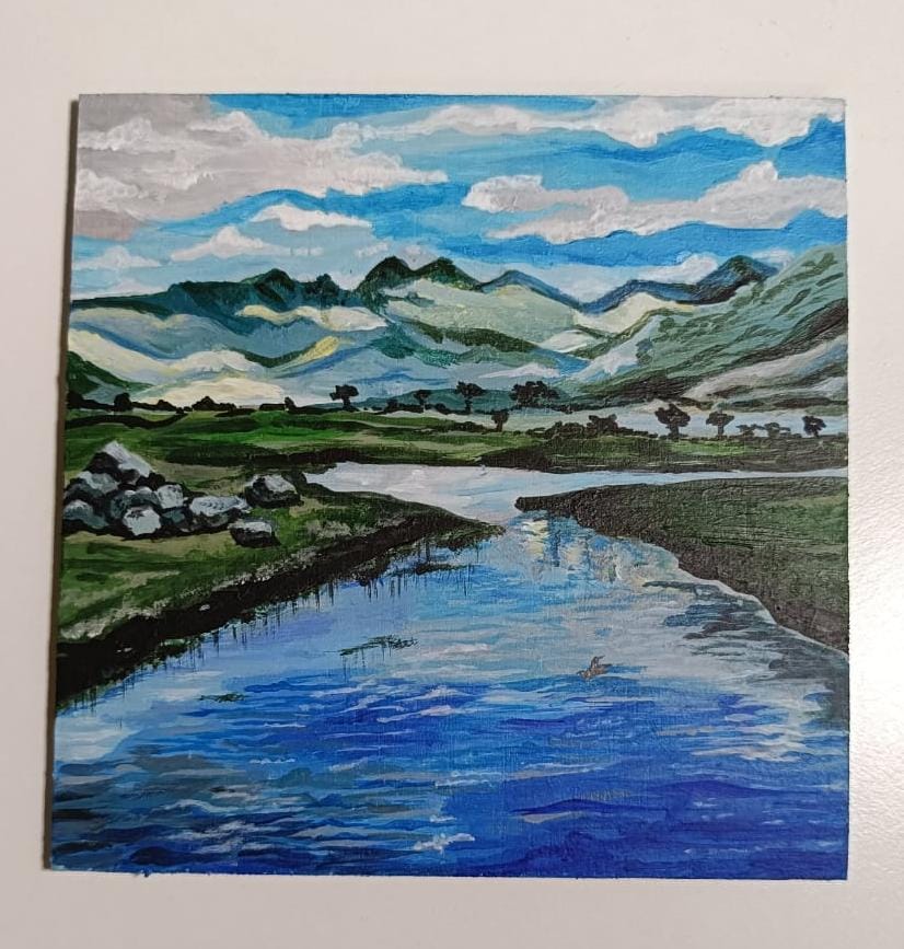 A beautiful mountain and river scene 