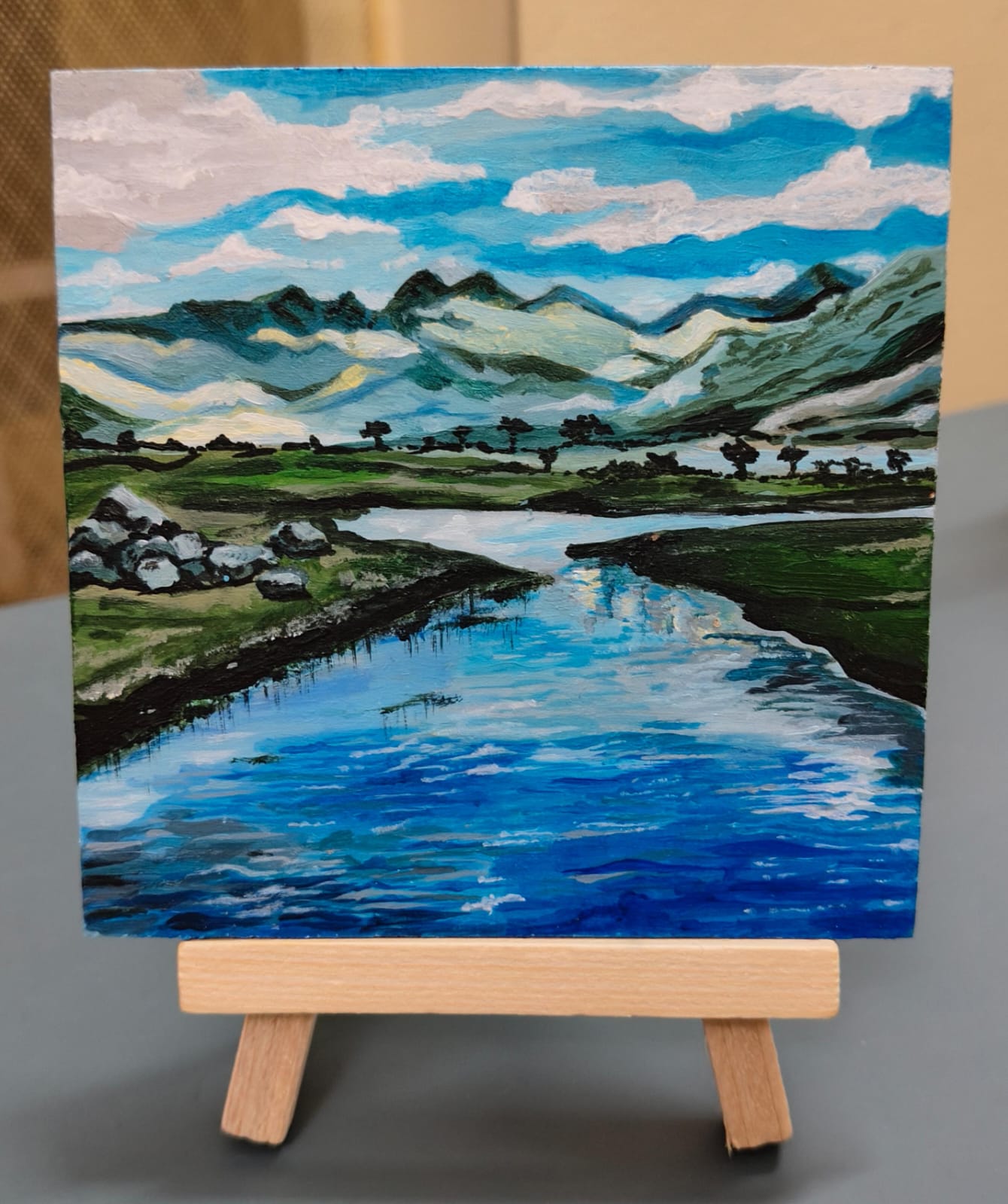 A beautiful mountain and river scene 