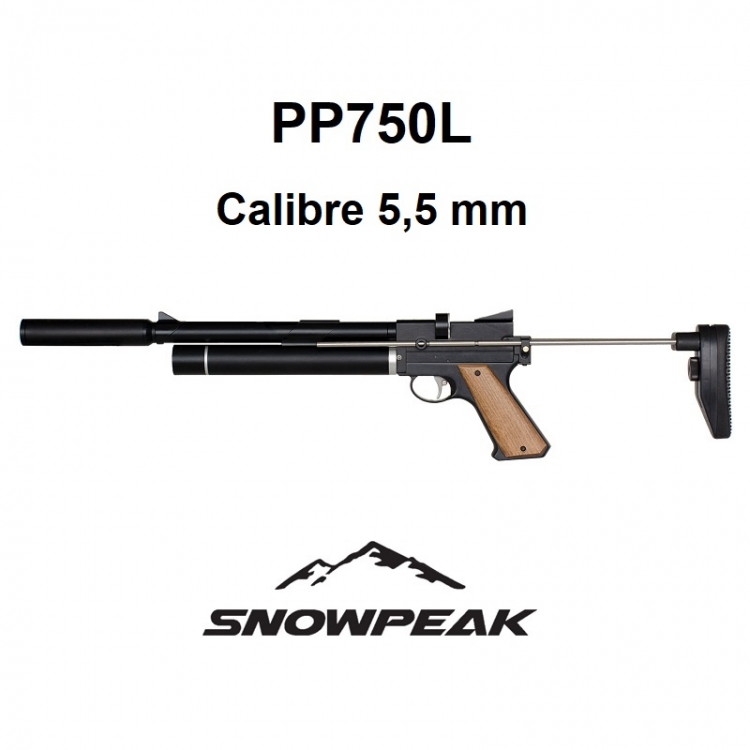 Pistola PCP Snowpeak - Zasdar PP750L. Regulador integrado y supresor. Cal. 5,5 mm