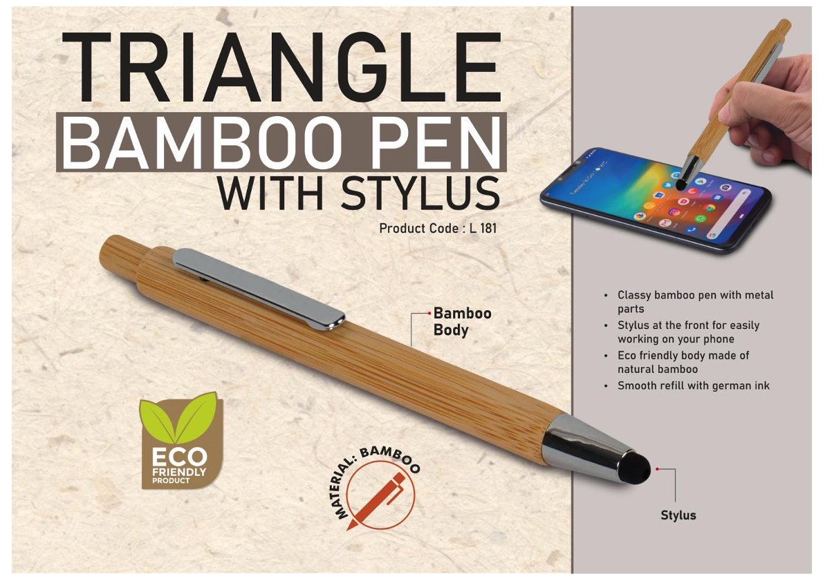 Triangle Bamboo Pen with Stylus