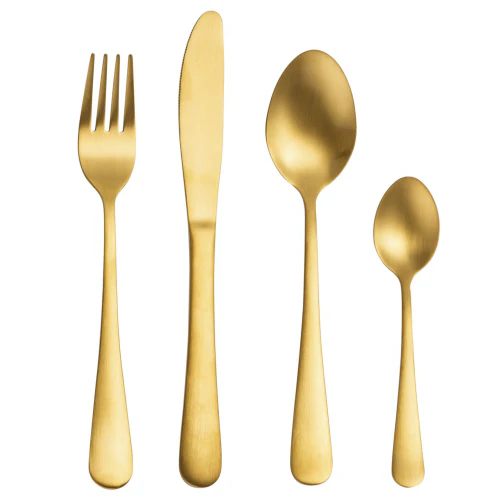  Gold cutlery (Fork, Knife, and Spoon)