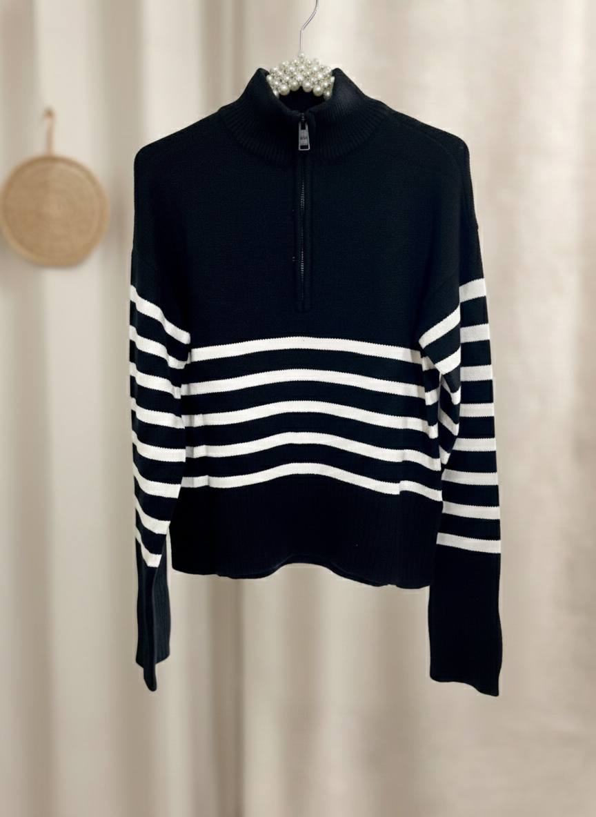Black and White Striped Sweater