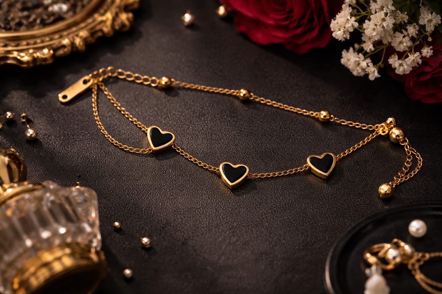 Gold Heart Charm Bracelet