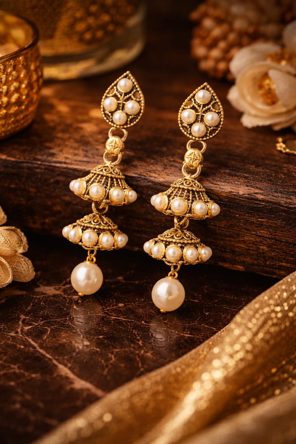 Pearl Jhumka Earrings