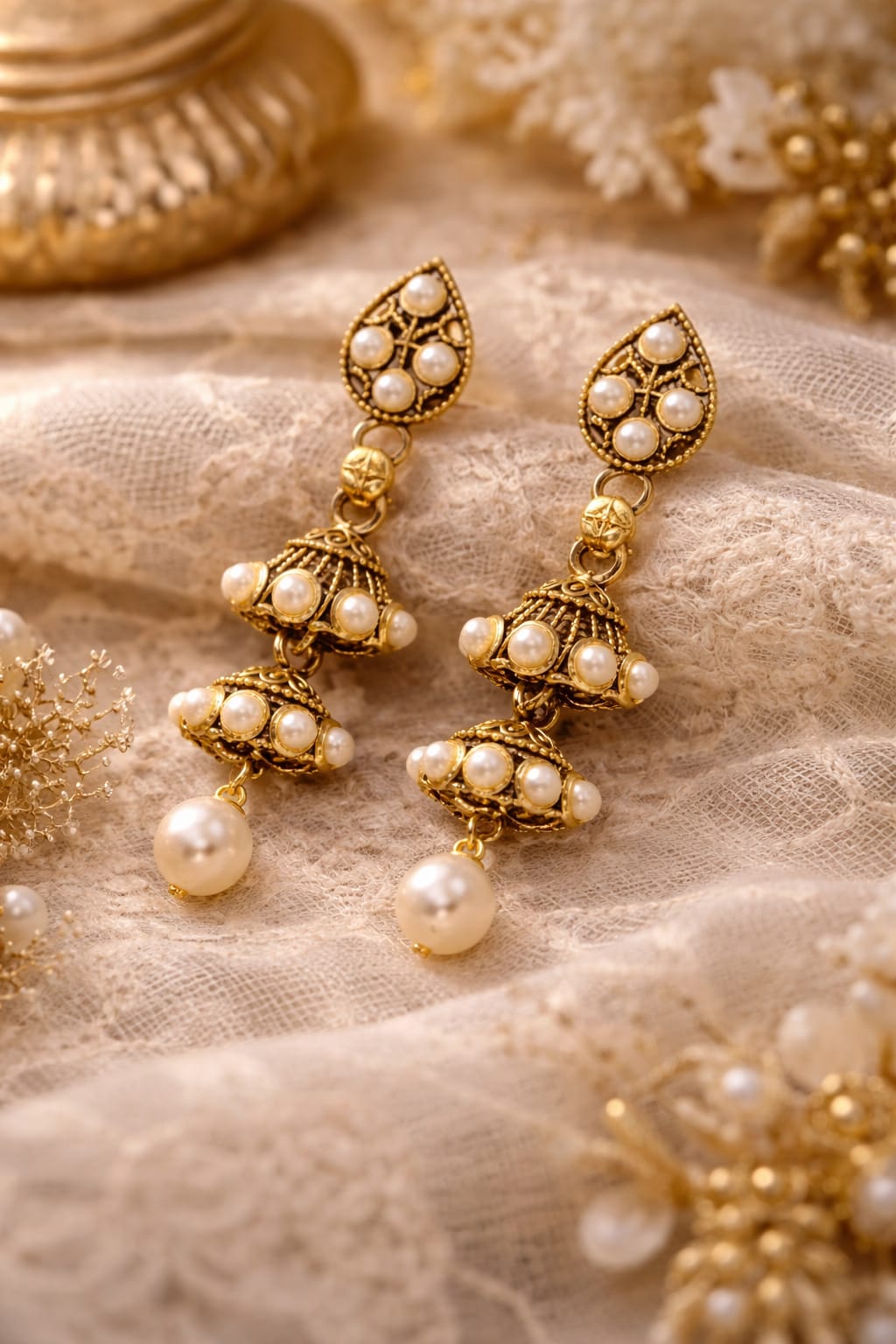 Pearl Jhumka Earrings
