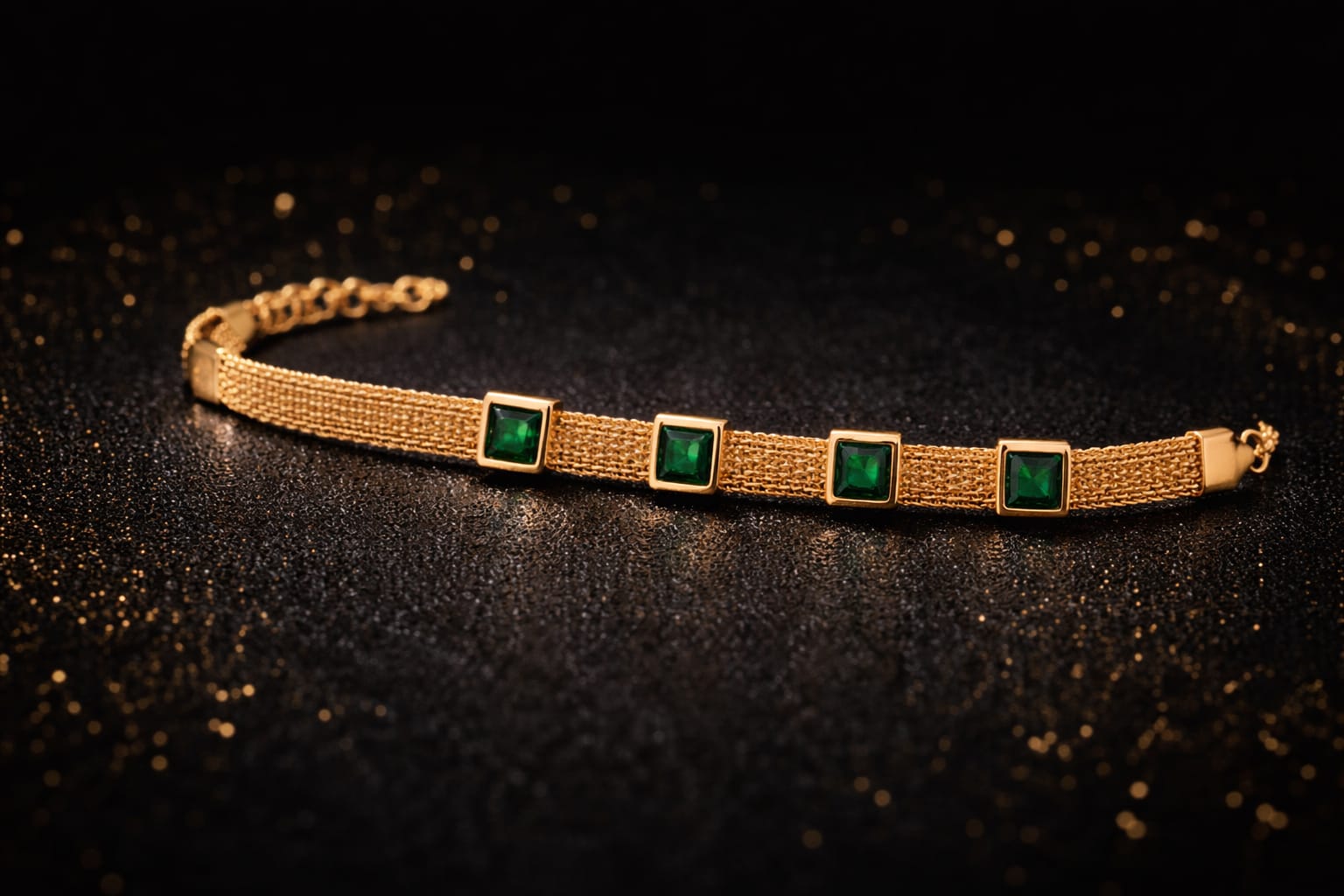 Elegant Bracelet with Green Stones