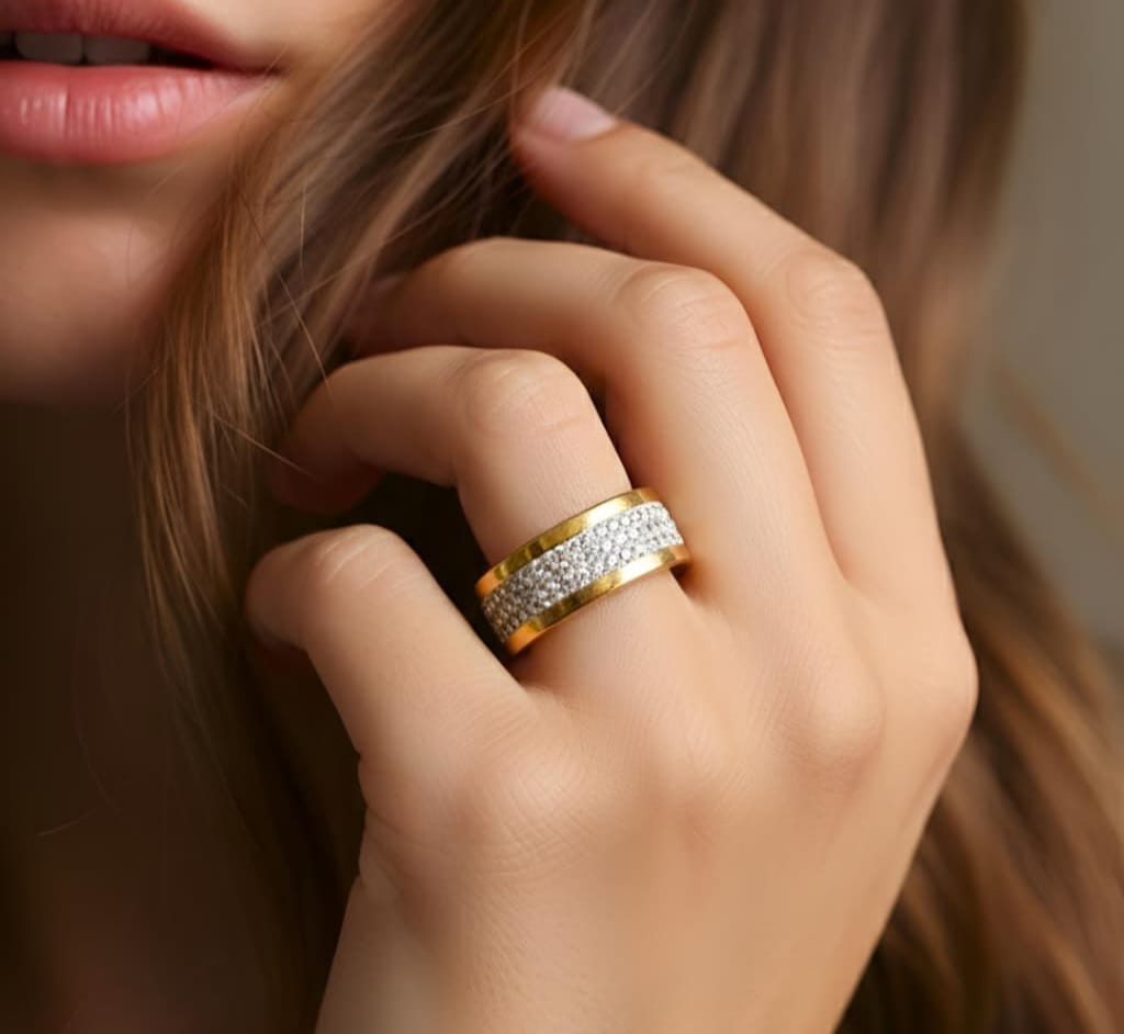 Stainless Steel Crystal Ring