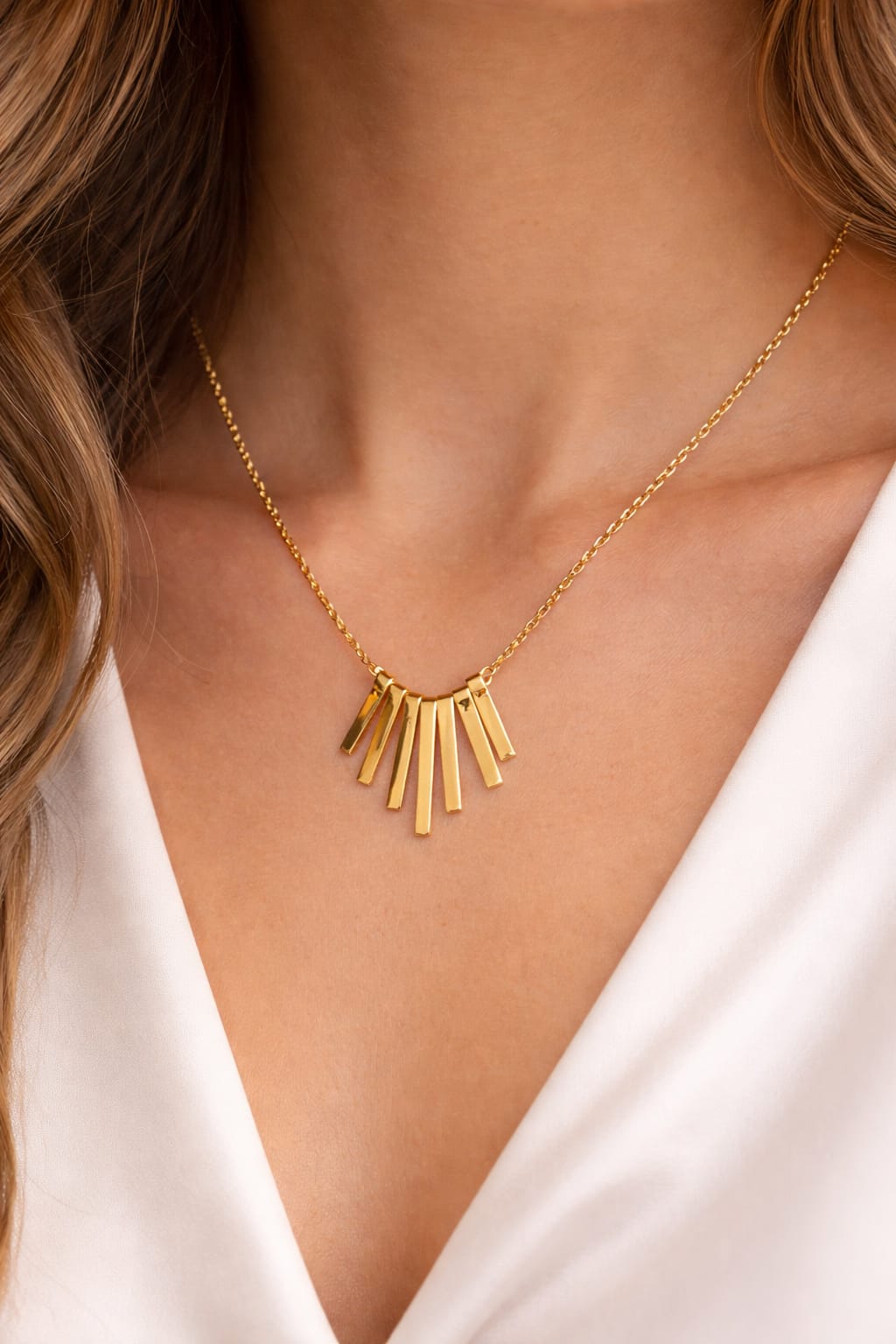 Gold Sunburst Pendant Necklace
