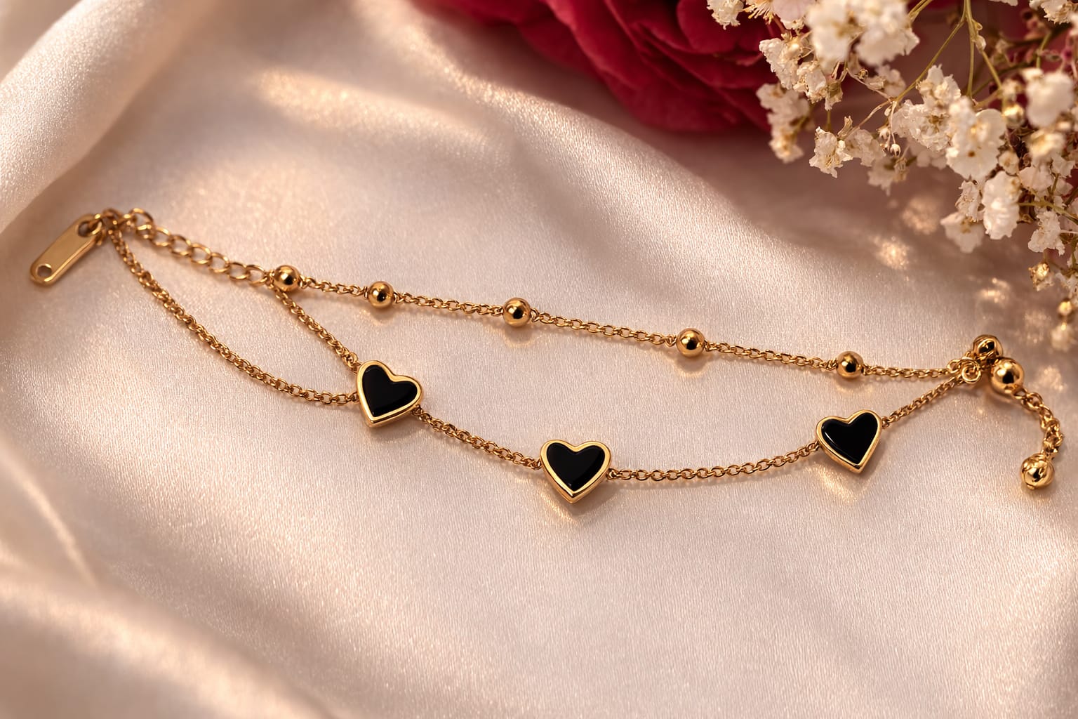 Gold Heart Charm Bracelet