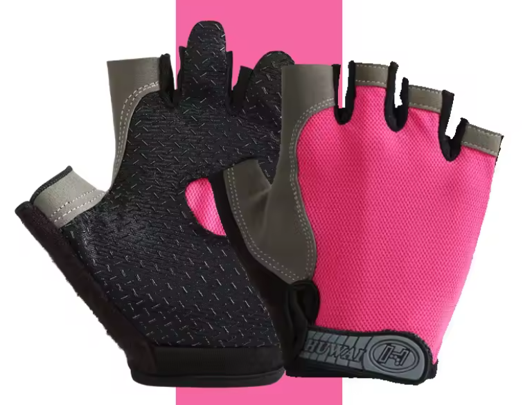 Pink Fingerless Outdoor Cycling Gym Gloves